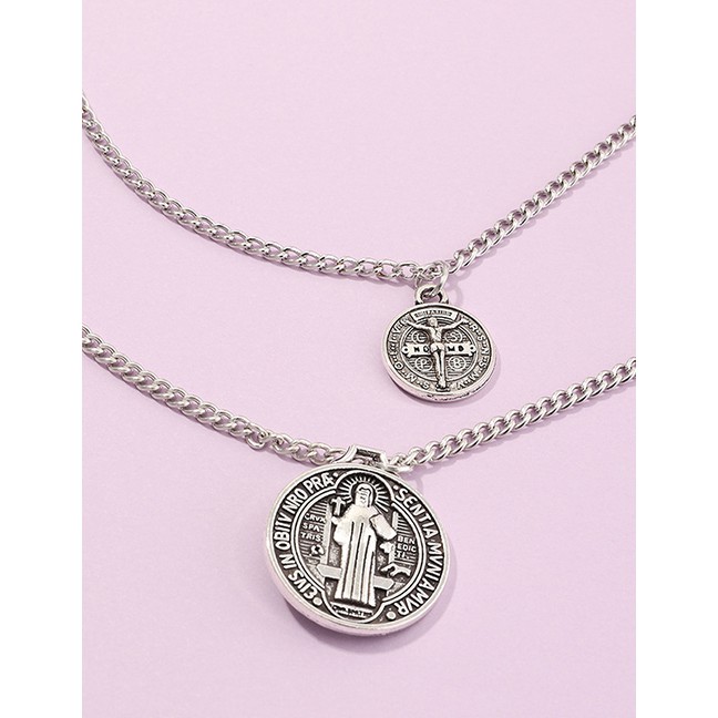LRC Kalung Fashion Silver Portrait Pendant Embossed Alloy Multilayer K5150624400