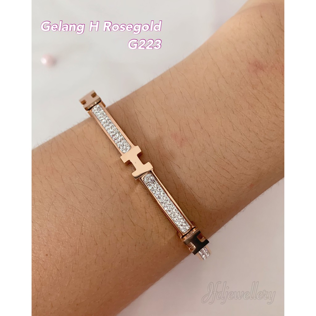 Gelang titanium H gelang tangan titanium gelang H rosegold - G223