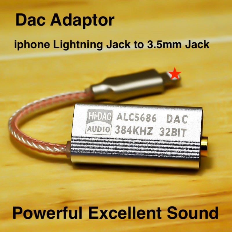 Premium Converter Lightning to 3.5mm Jack Audio Dac Adapter for iPhone