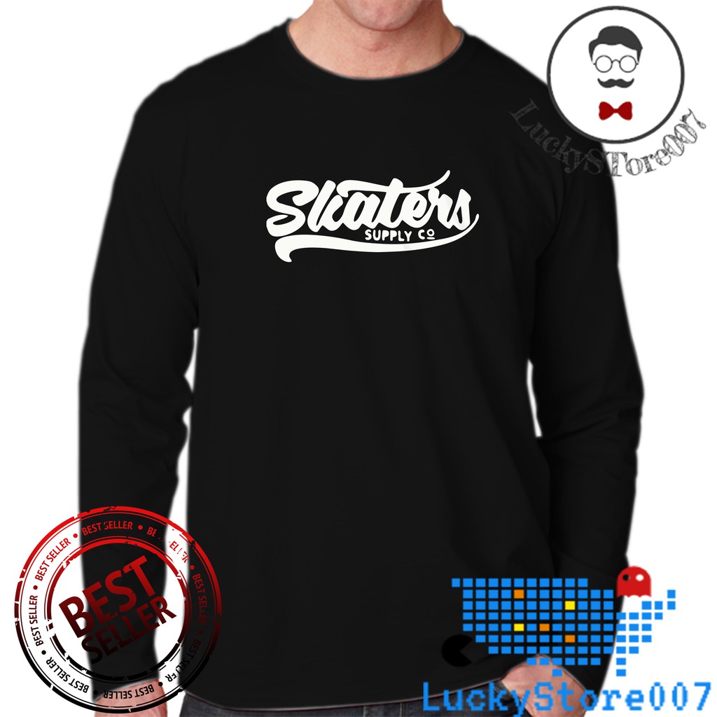 Kaos Distro Lengan Panjang Pria/wanita keren Skaters teks Putih Premium High Quality