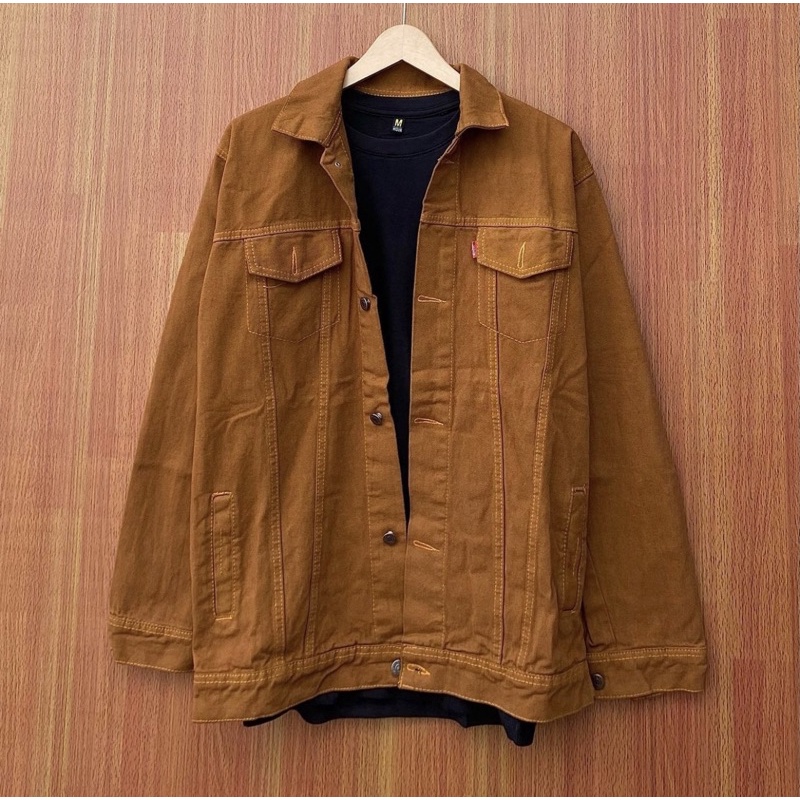 JAKET JEAN SANWSH PRA JAKET  JEAN SNOW BLAK JAKT PRIA JAKET JEAN DENIM JAKET LEVI COPLE  JAKT JENS LEVI-Mustard