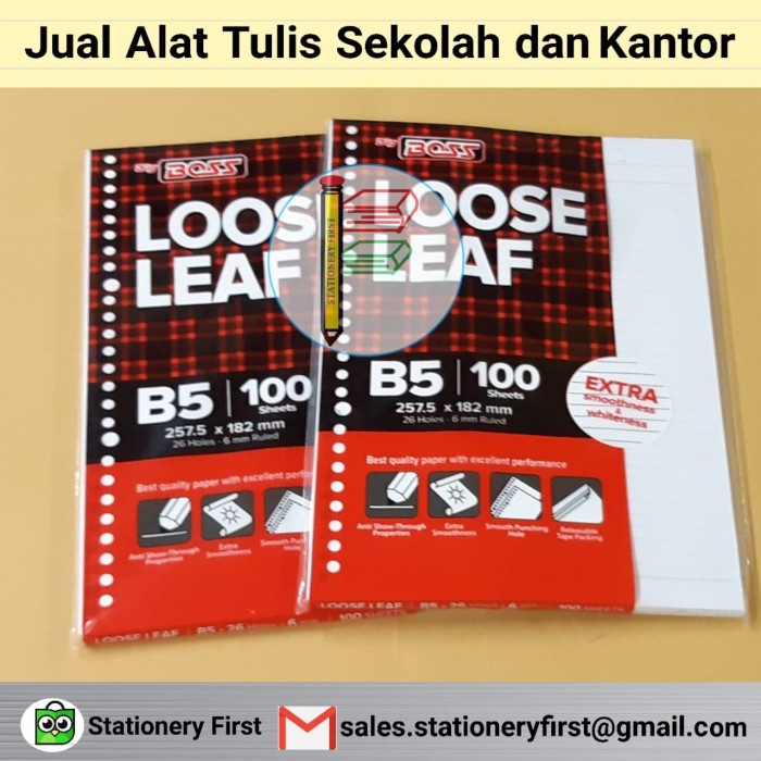 

kertas- loose leaf kertas isi file binder b5 isi 100 -kertas.