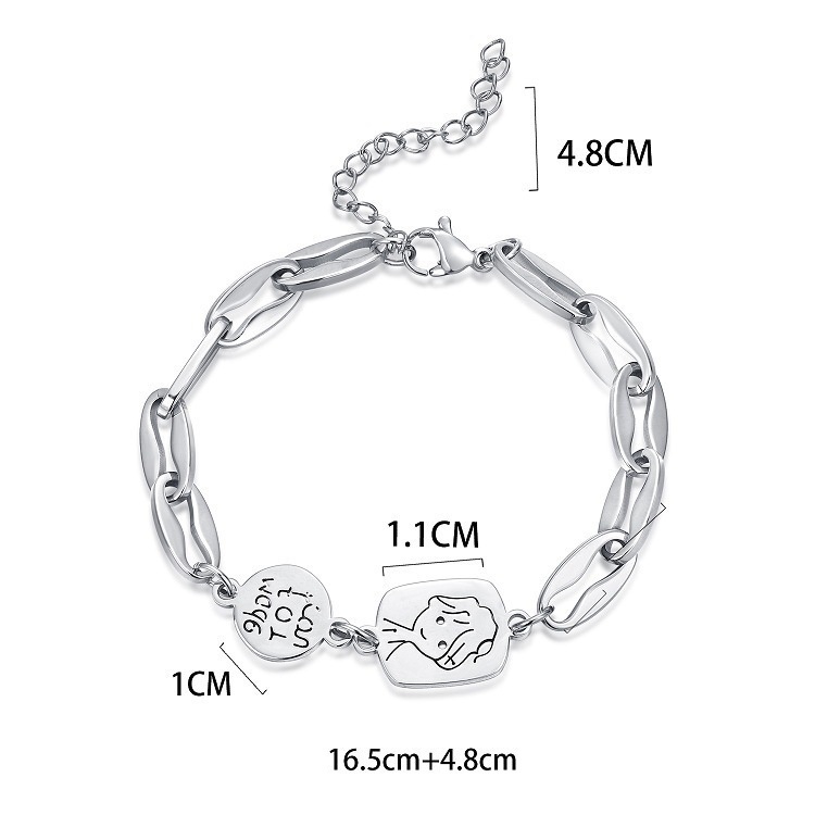 AY(CN) Gelang Tangan Silver Motif Tulisan Lucu Untuk Wanita