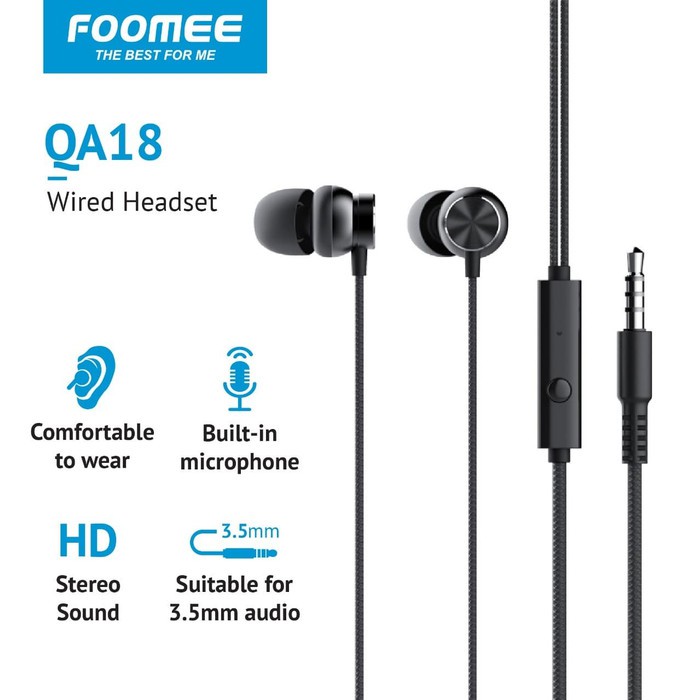 Headset FOOMEE QA18 Wired Headset ORIGINAL - Garansi Resmi 1 Tahun