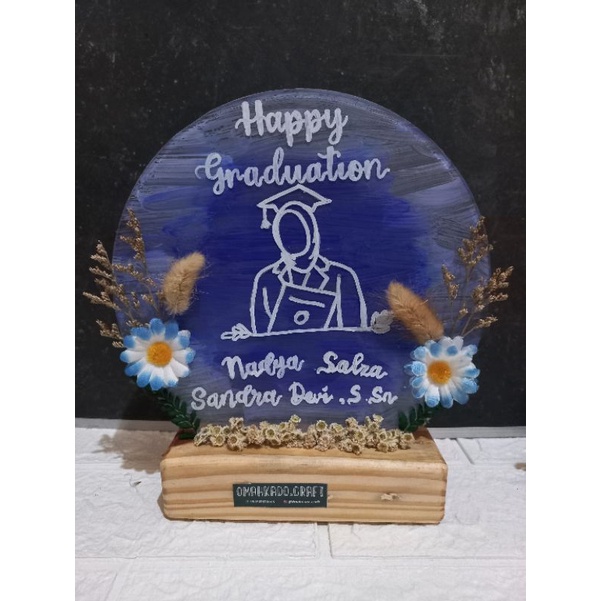 Acrylic Sign  - Akrilik custom bulat dengan bunga dan daun kering