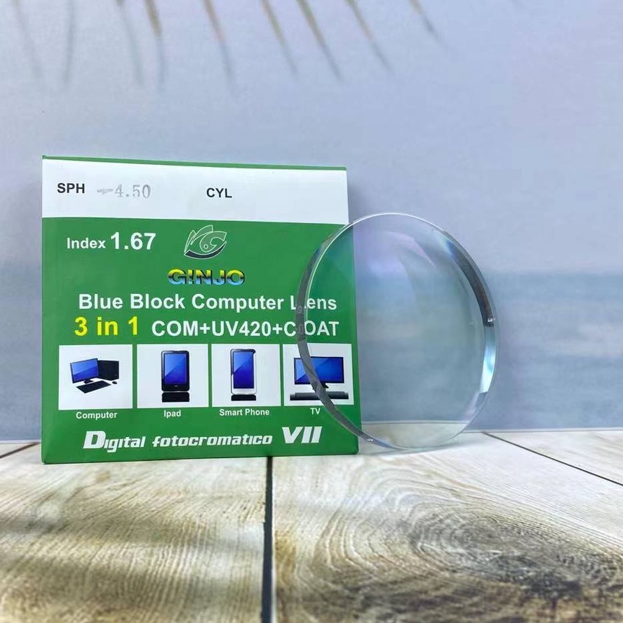 Lensa KacaMata 1.67  BLUERAY CYLINDER Minus /1.67 Crmc /1.67 Bluecromic