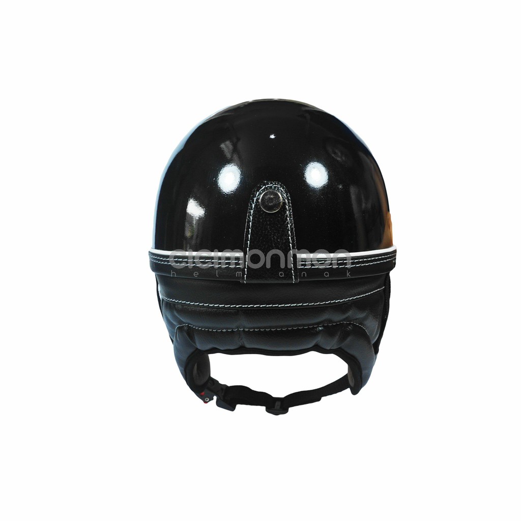 DIN Helm Club Dewasa Retro Colorfull Korean Style SNI Hitam Glossy