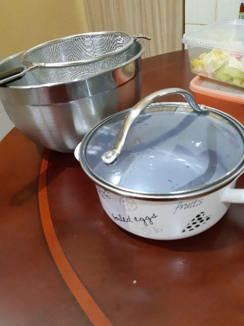 Panci Kuping Tutup Kaca Enamel Chefina Family Cookware