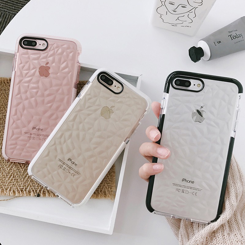 Soft Case TPU Shockproof Motif Berlian Simple untuk iPhone 11 12 Pro Max x 6 6S 7 8 7Plus xr xs max se 2020