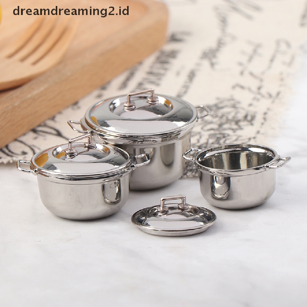 (Hot Style You Like) Miniatur Panci Casserole Skala 1: 12 Bahan Stainless Steel Untuk Rumah Boneka