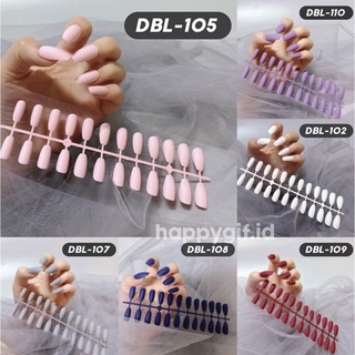 24 Pcs Fake Nail Manicure Sticker  Kuku Palsu Matte Doff Glossy Nude KU031