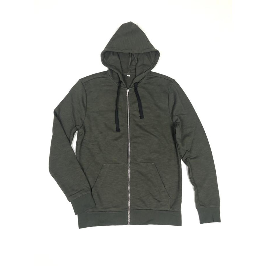 Jaket Hnm Zip Hoodie Jacket Olive Green Original Sweater H&M Cut Label .Deevagrosir.Olshop