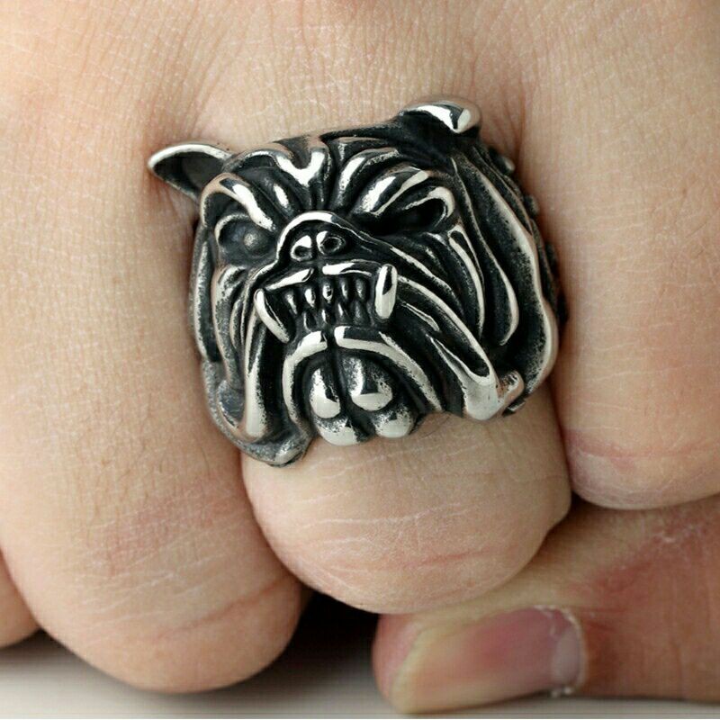 Cincin Pria Motif Binatang Buas punk style men ring wild dogs series