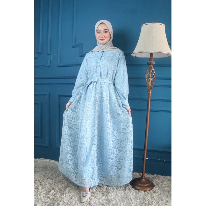 DRESS BRUKAT TILE PRATIWI SABIYA ANNIDA Brukat baju muslim pesta kondangan remaja bridesmaid seragaman hajatan