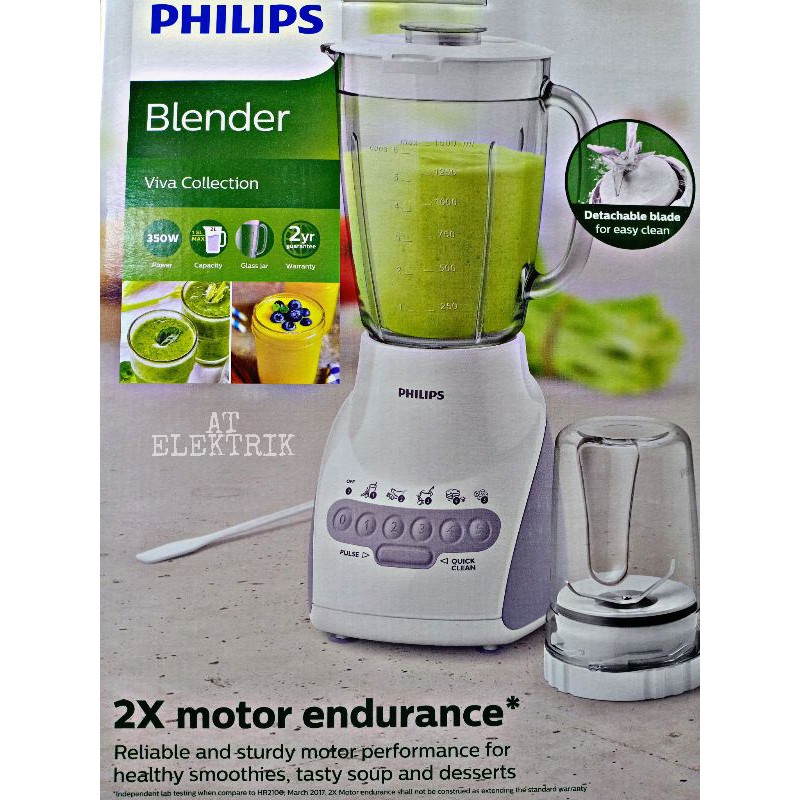 Blender PHILIPS Gelas / Kaca / Beling HR 2116 grey / Pelumat PHILIPS bahan Gelas 2 Liter