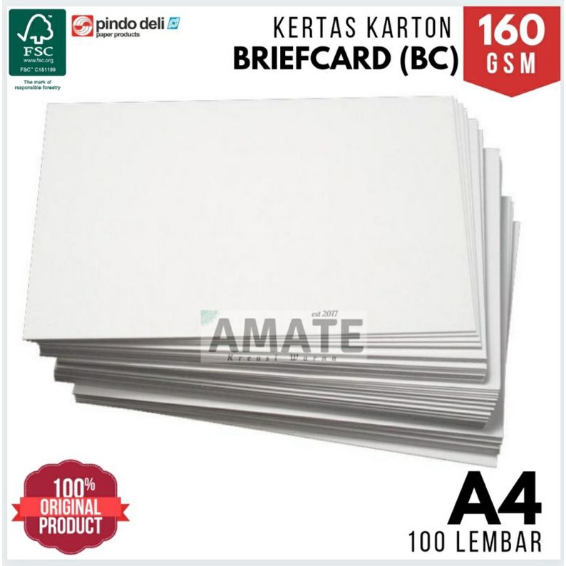 

Kertas Briefcard Karton BC 160gr A4 (100 Lembar) / Kertas Manila Gambar Cetak Briefcard