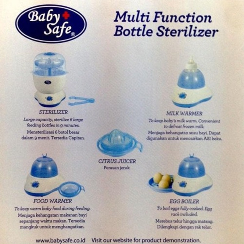 Baby Safe Multi Function Bottle Sterilizer 6 Botol Susu Bayi LB309 Garansi Resmi 1th