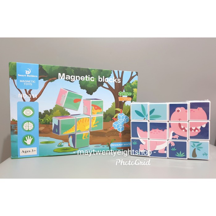 Toys Kingdom Smart Builders Magnetic Blocks Dinosaurus Puzzle Kubus