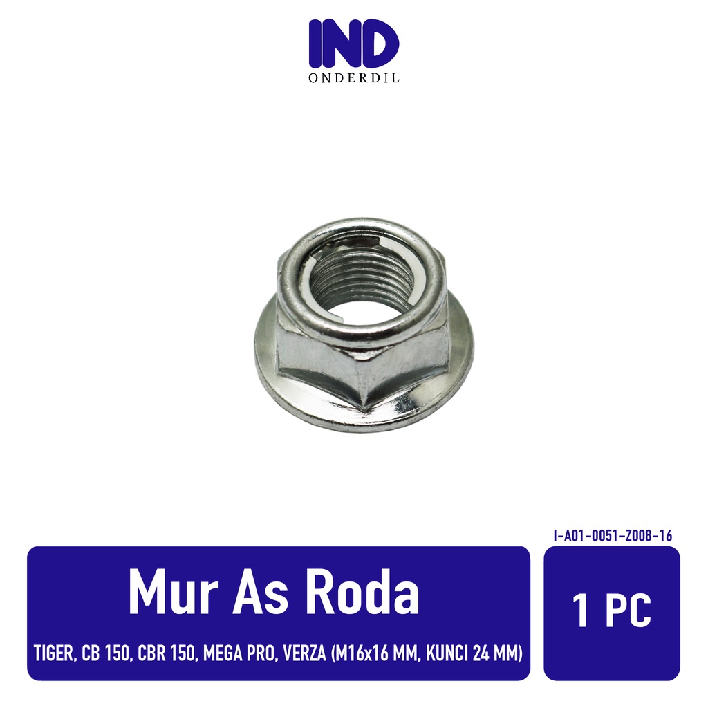 Mur-Nut As Roda M16x16-M 16 x 16-M16-16x16 Kunci-24-K24 Tiger/CB-CBR 150/Mega pro/Verza