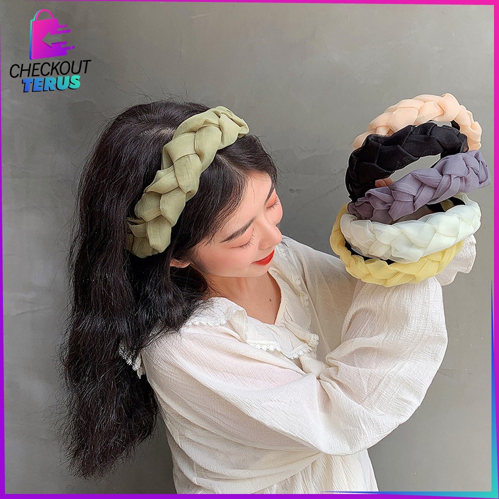 CT C530 Bando Kepang Wanita Scrunchie Headband Kepang Jalin Besar Ala Korea Aksesoris Rambut Wanita Bando Bandana