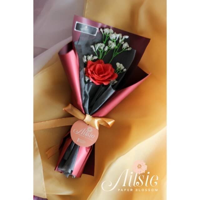 Buket Bunga Mawar Rose Bouquet Single Stalk Hadiah Kado Ulang Tahun Pacar Bunga Kertas Shopee Indonesia