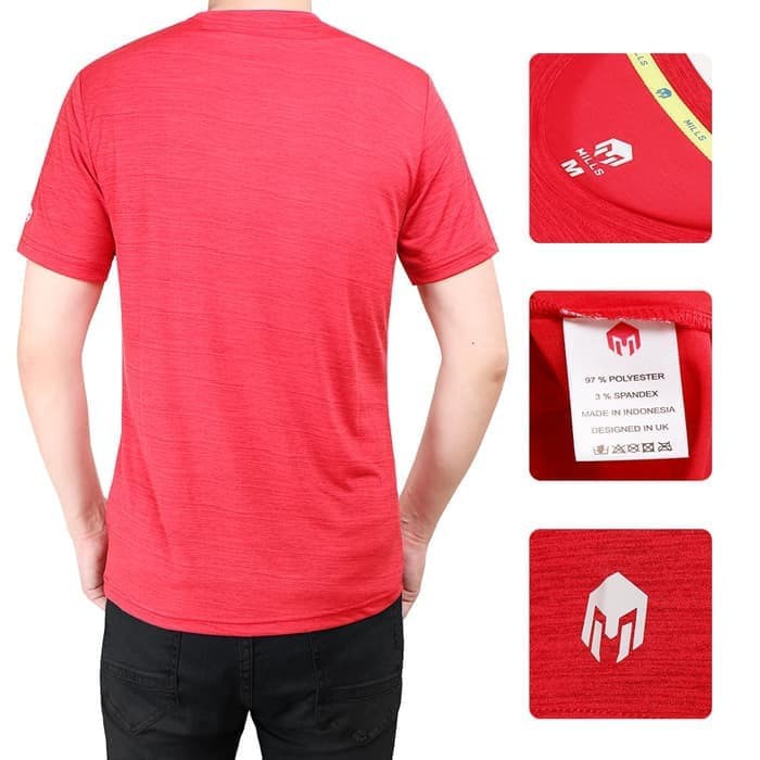 MILLS Fire Run Tee Shirt (Baju Sport / Running) - Red