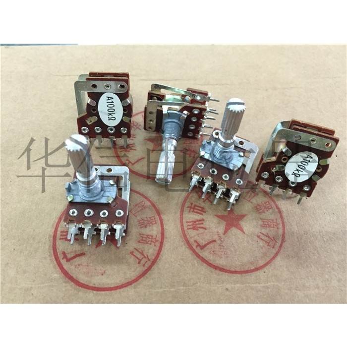 5pcs Potentiometer Ganda Tipe 148 A100K Dengan Gagang Laci Panjang 25MM 8 Pin