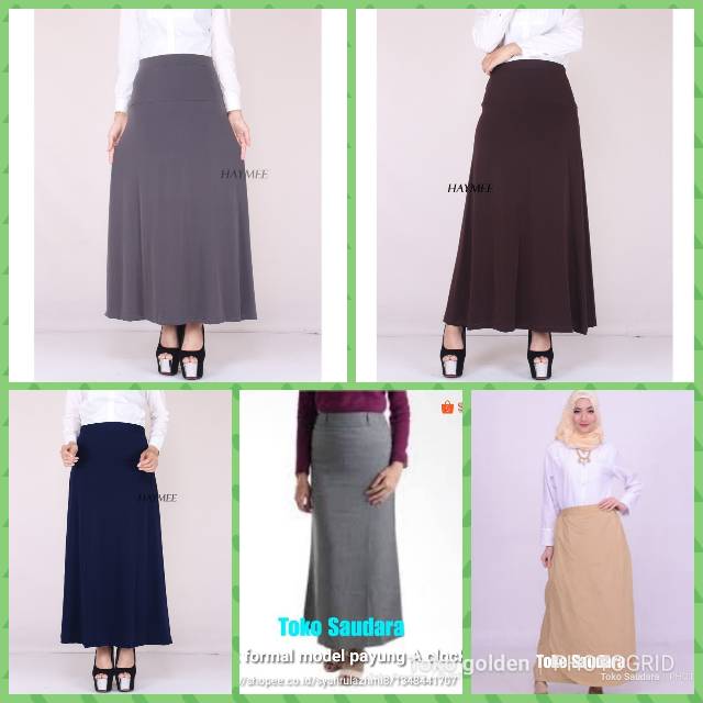 Rok formal wanita  panjang model A clock hitam