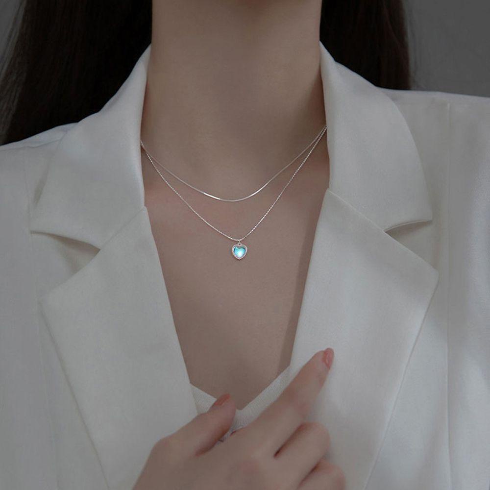 Needway   Korea Kalung Elegan Vintage Untuk Perempuan Liontin Opal Kristal Leher Perhiasan