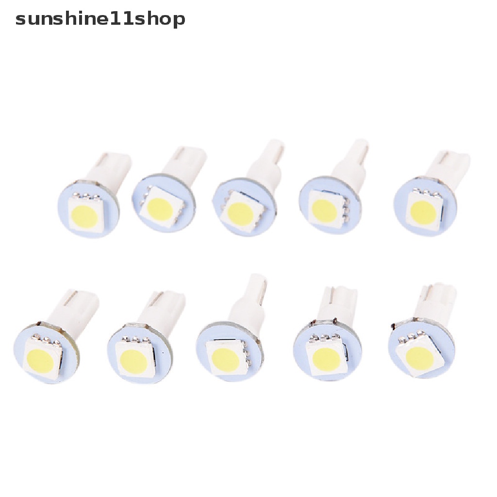 Sho 10Pcs Lampu LED T5 5050 Untuk Panel Instrumen Dashboard Mobil