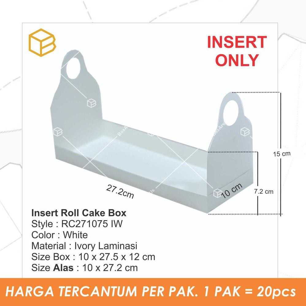 

Rollcake box /Packaging/ dus kue/ kotak kue / Cake Box - RC271075 + ALAS (20pc) (ART. M848)