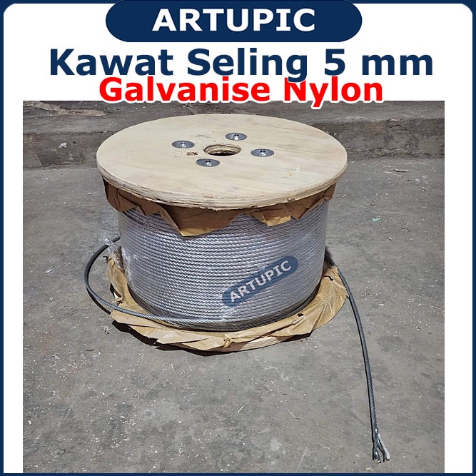 Kawat Seling 5 mm Galvanise Nylon | Kawat Selling Sling Baja Galvanise Wire Rope 5mm