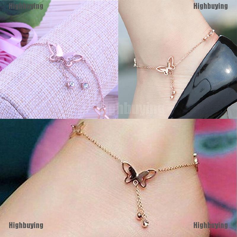 Gelang Kaki Rantai Warna Rose Gold