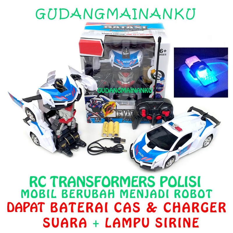  Mobil  Remot Robot Transformer Polisi  RC  Remote Control  Ada 