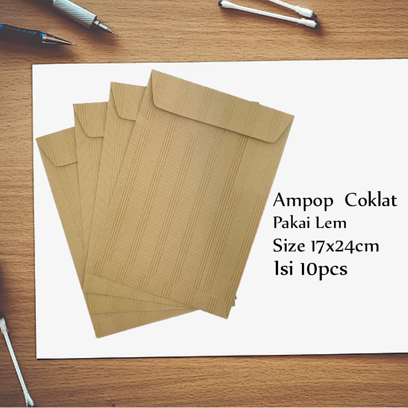 Kiky / Amplop Coklat 305 / Amplop Pakai Lem / 17x24cm / Isi 10pcs