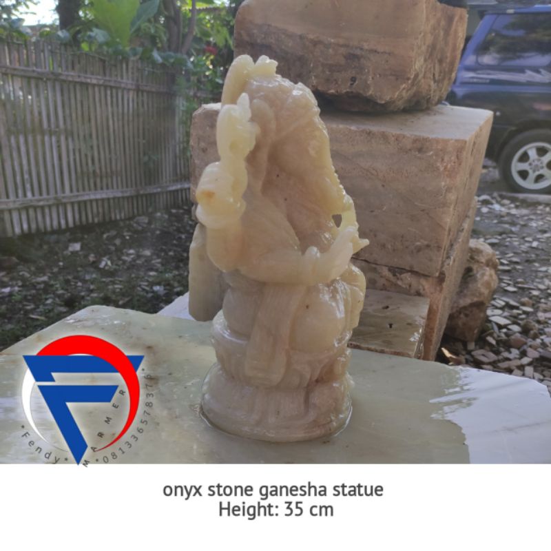 Patung ganesha batu onix bening