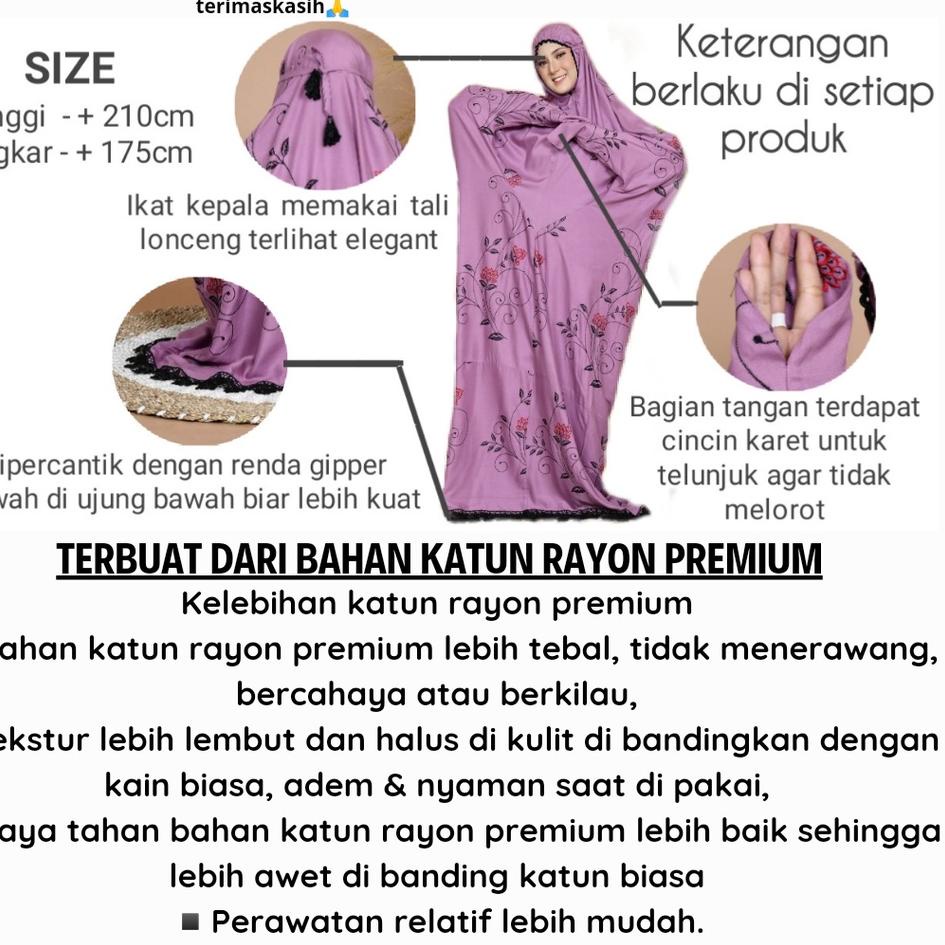 Tidak Diragukan.. Mukena Terusan Dewasa Katun Rayon Bordir  Mawar Alifah mukenah terusan telekung mu