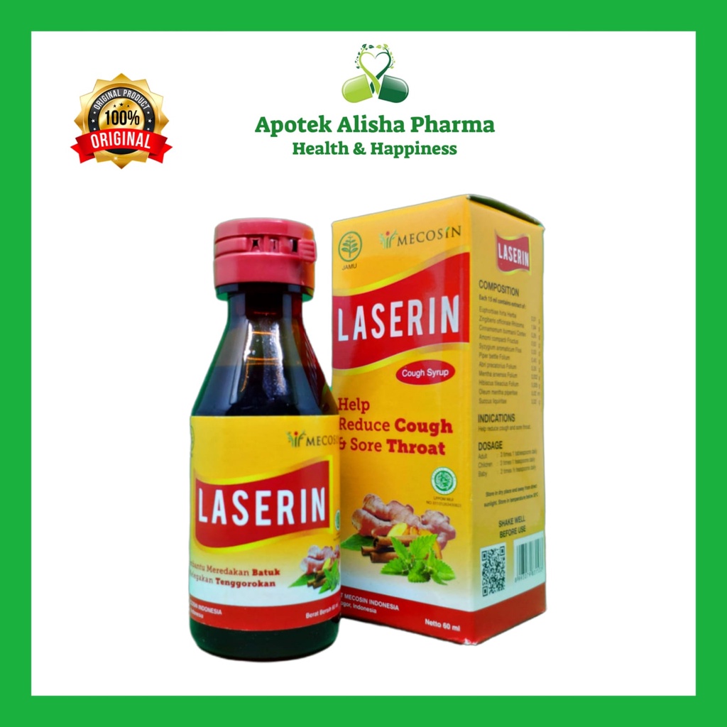 Laserin Sirup 30/60/110ml - Laserin Cough Syrup Obat Batuk Herbal / Tenggorokan Gatal / Masuk Angin