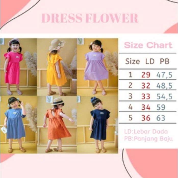 Smilee Dress Bunga 1 - 5 Tahun Dress Flower Ruffle Dress Ruffle Flower Anak Perempuan CBKS S24