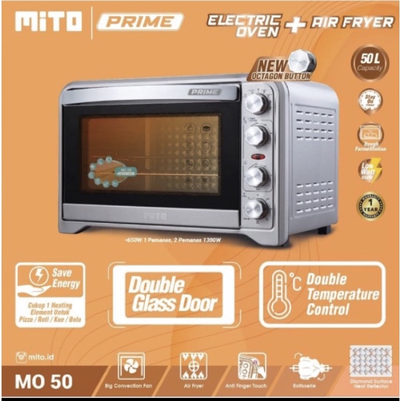 Mito Prima MO 50 Oven Listrik + Air Fryer 2 in 1 50Liter