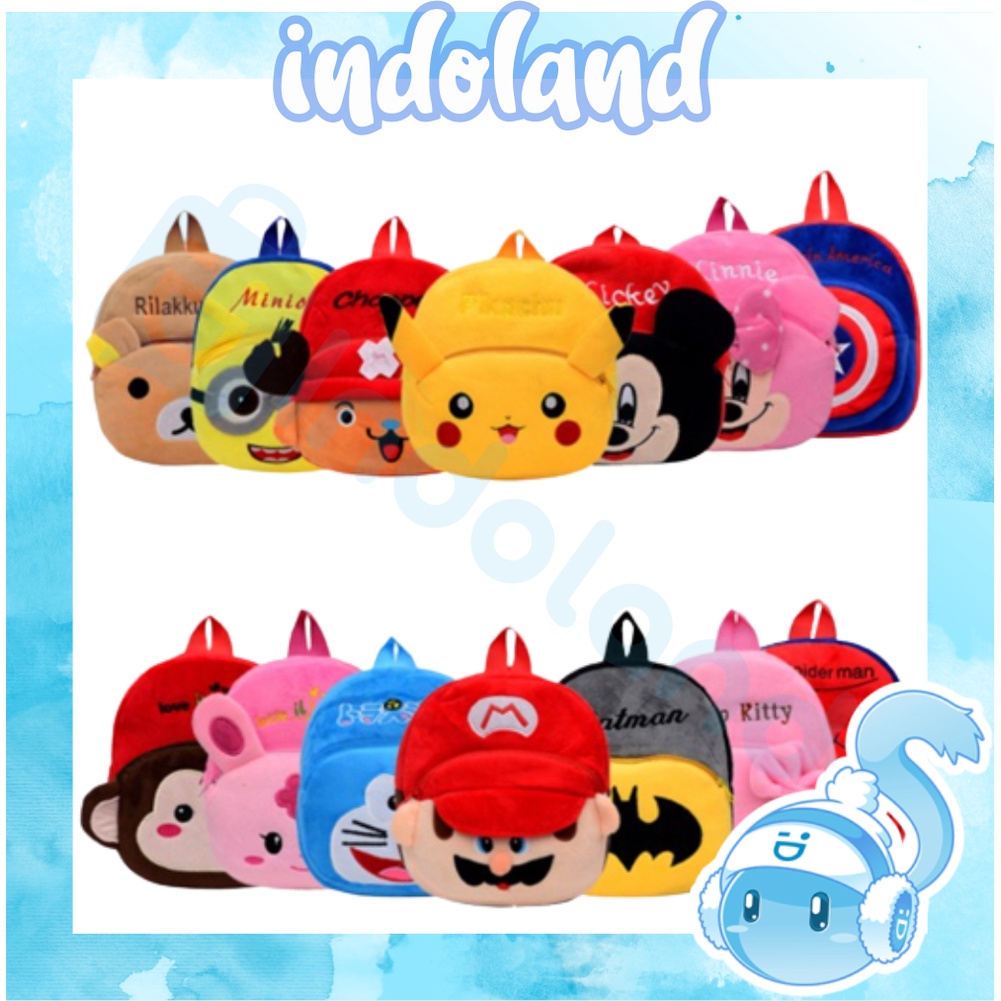 ☀ INDOLAND ☀ Tas Ransel Anak Karakter Bag Backpack Mini Motif Cartoon Cute Cod Import R115