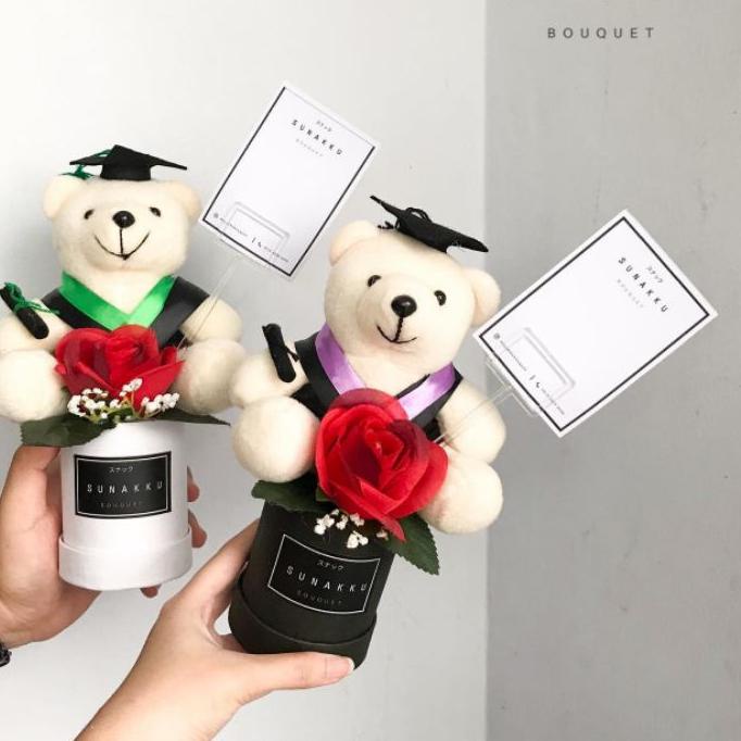 ✽ Hadiah boneka wisuda | artificial flower | balon box | hadiah | snack bouquet | sunakku bouquet ♂