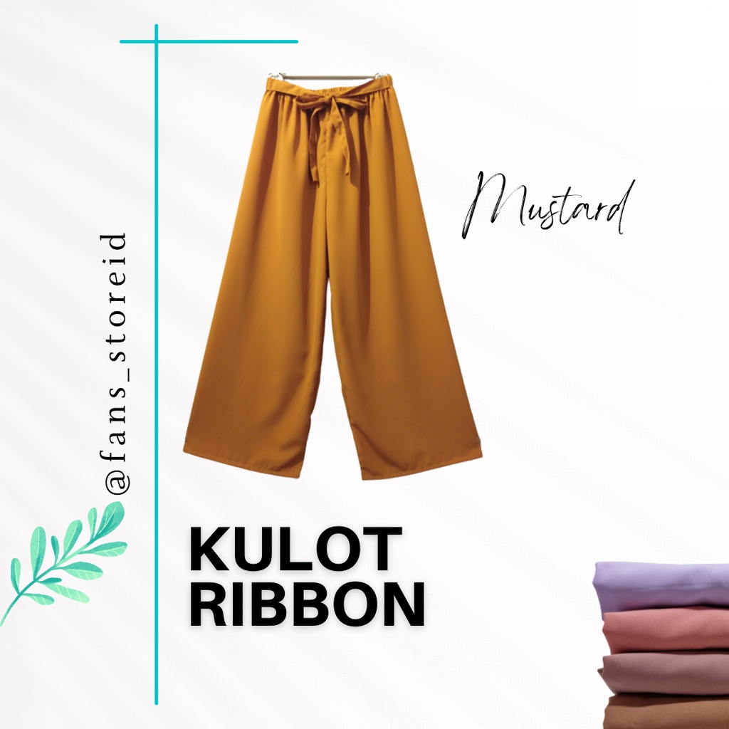 KULOT RIBBON TALI KASUAL KOREAN STYLE PREMIUM-Mustard
