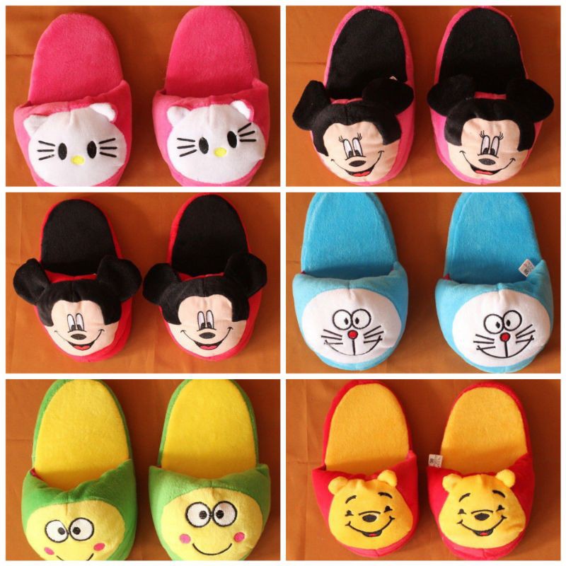 Sandal Boneka Karakter Doraemon Keroppi Mickey Mouse Minnie Mouse Winnie The Pooh Hello Kitty/murah/ kualitas  SNI