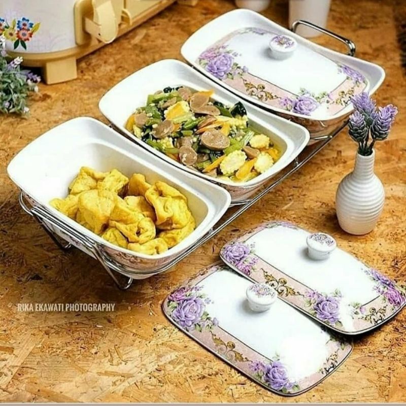 Vicenza Casserole with Rack/Prasmanan B751 motif Padi/Lily/Camelia/Magnolia/Ayana/Mawar/Melati/Gemin