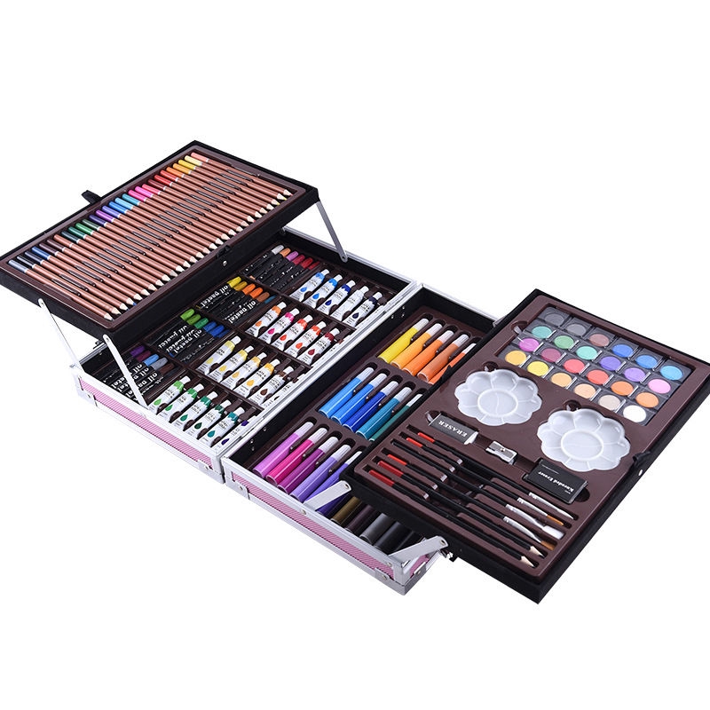 

PRODUK BARU 145 PCs Painting Set Double Aluminum Box brush set children's painting tools art