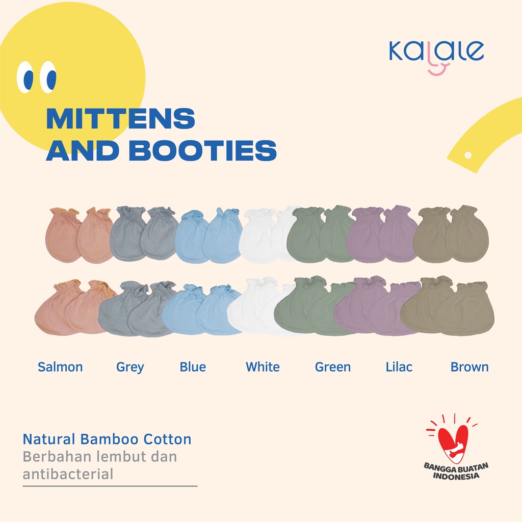 Kalale Baby Newborn Mitten &amp; Booties - Sarung Tangan Kaki Bayi Baru Lahir Warna Polos