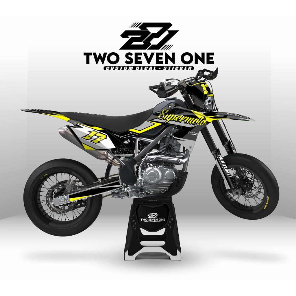 DECAL STIKER KLX BF - DTRACKER - GORDON PREMIUM -CUSTOM DESAIN - VARIASI KUNING HITAM SUPERMOTO