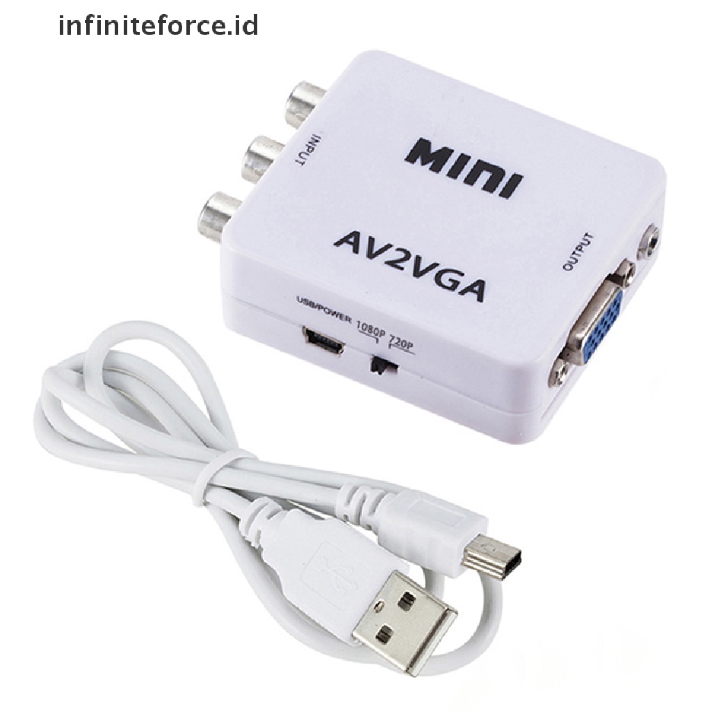 (Infiniteforce.Id) Adapter Konverter Av Rca Ke Vga Video Hd 1080p