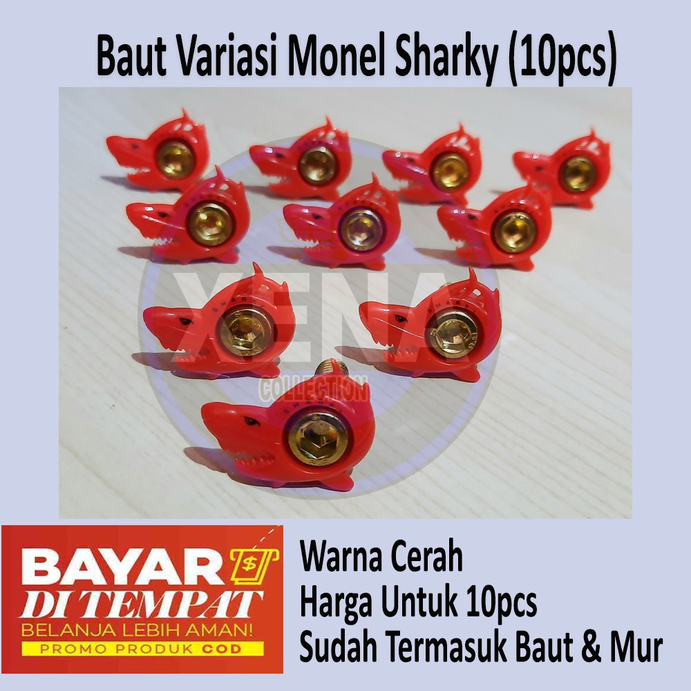 Baut Variasi motor model Sharky Hiu (10Pcs) Monel + Baut + Mur